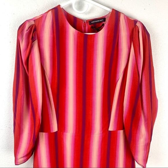 NWT Something Navy Red Goji Bold Stripe Mini Dress - Picture 3 of 9